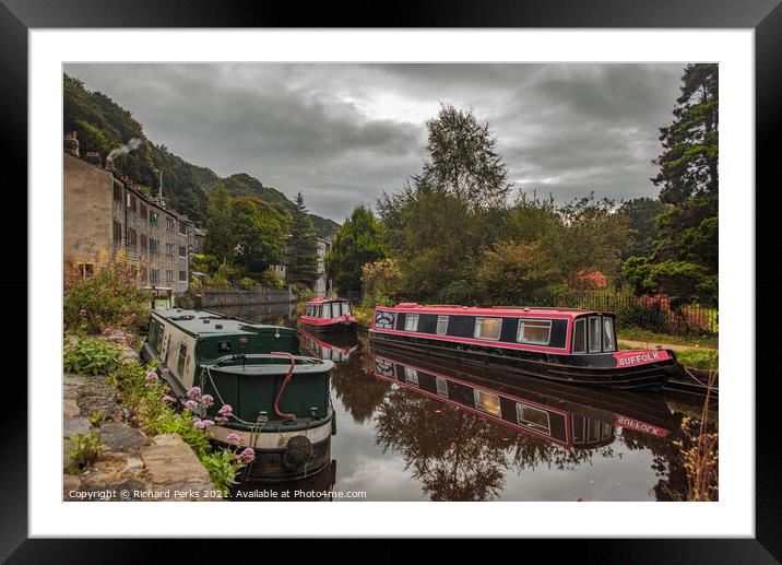 Autumnal Days on the Canal - Hebden Bridge Framed Mounted Print by Richard Perks