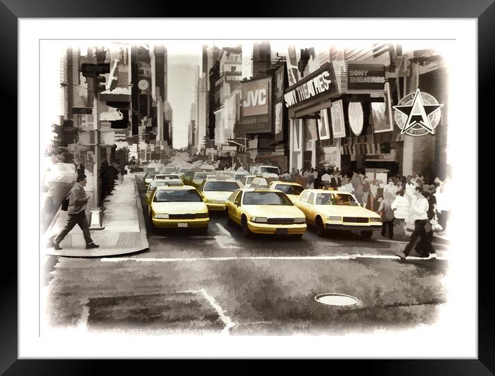 New York Taxis Framed Mounted Print by Shaun White