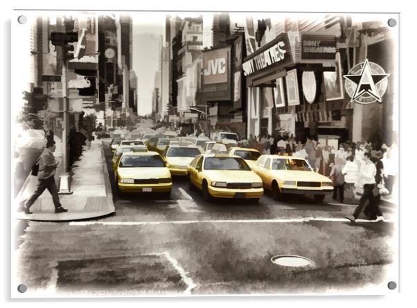 New York Taxis Acrylic by Shaun White