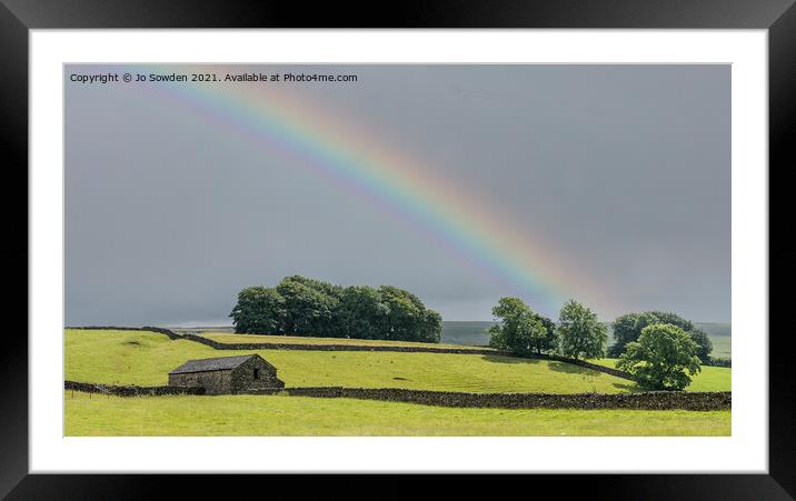 Rainbow over the Yorkshire  Dales Framed Mounted Print by Jo Sowden