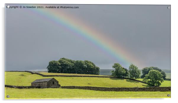 Rainbow over the Yorkshire  Dales Acrylic by Jo Sowden