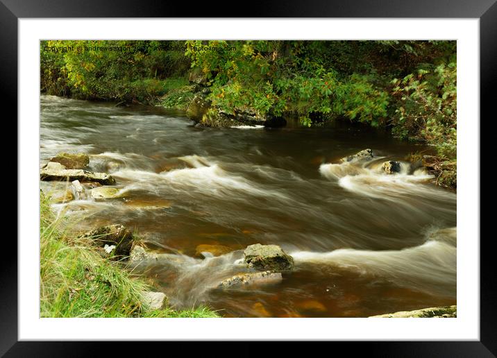 Water ripple Framed Mounted Print by andrew saxton