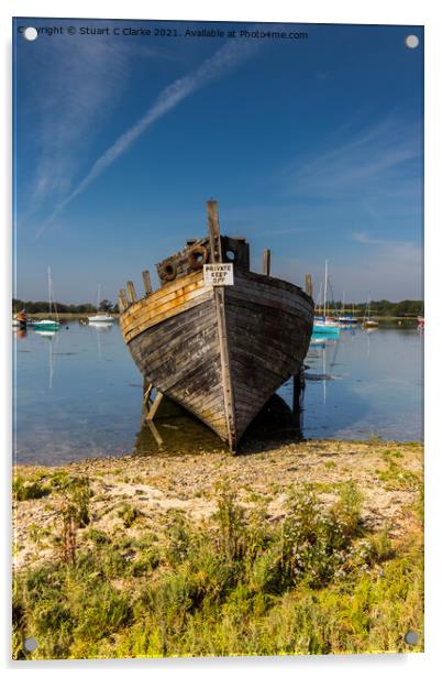 The Old Boat Acrylic by Stuart C Clarke