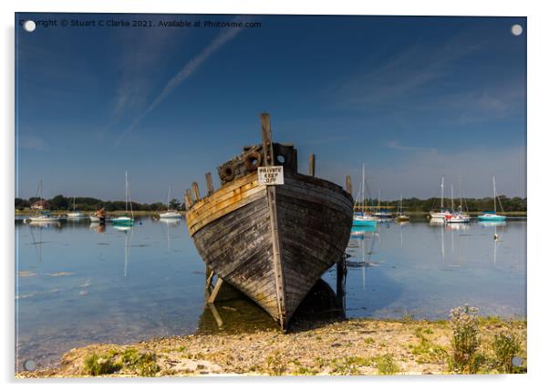 The Old Boat Acrylic by Stuart C Clarke