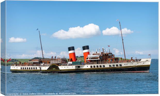 Paddle Steamer Waverley arriving at Largs in Scotland, Largs, Scotland Canvas Print by Dave Collins