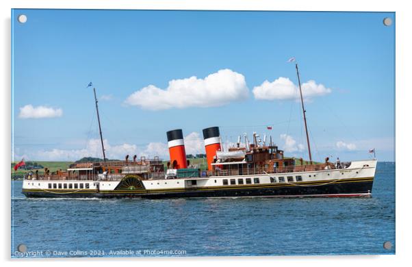 Paddle Steamer Waverley arriving at Largs in Scotland, Largs, Scotland Acrylic by Dave Collins