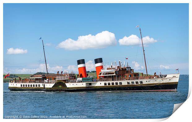 Paddle Steamer Waverley arriving at Largs in Scotland, Largs, Scotland Print by Dave Collins