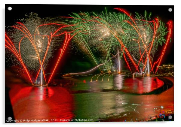 Lyme Regis Fireworks (1) Acrylic by Philip Hodges aFIAP ,