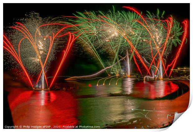 Lyme Regis Fireworks (1) Print by Philip Hodges aFIAP ,