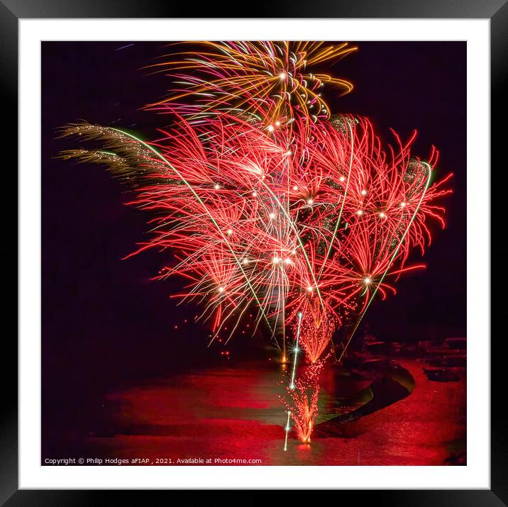 Lyme Regis Fireworks (2) Framed Mounted Print by Philip Hodges aFIAP ,