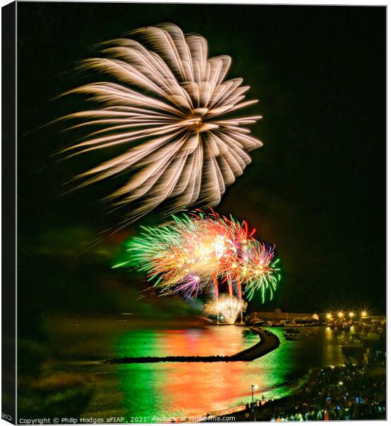 Lyme Regis Fireworks (3) Canvas Print by Philip Hodges aFIAP ,