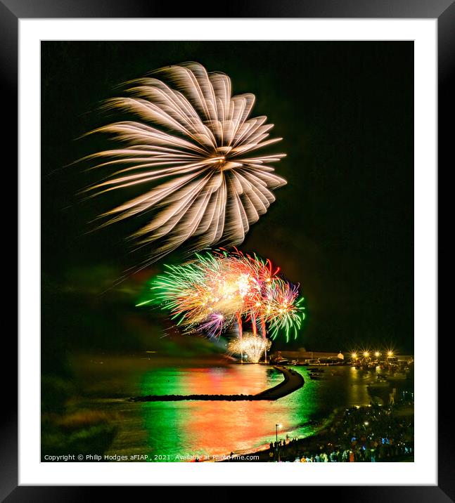 Lyme Regis Fireworks (3) Framed Mounted Print by Philip Hodges aFIAP ,