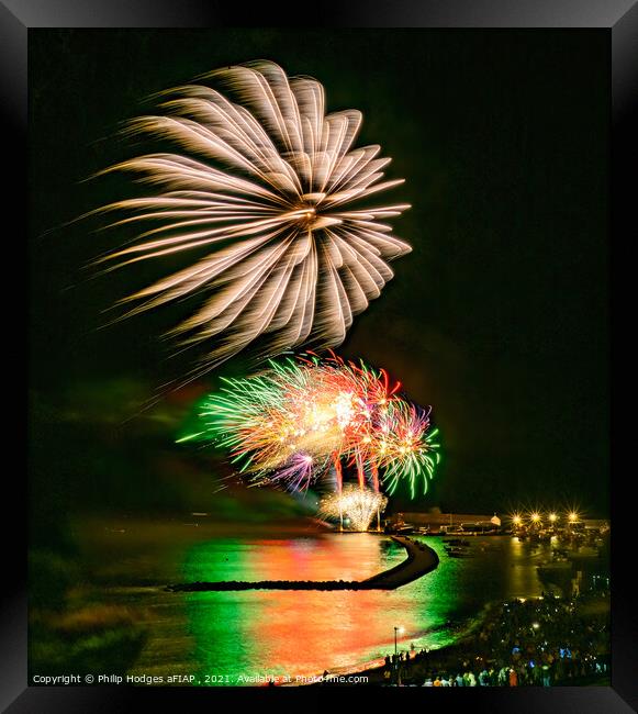 Lyme Regis Fireworks (3) Framed Print by Philip Hodges aFIAP ,