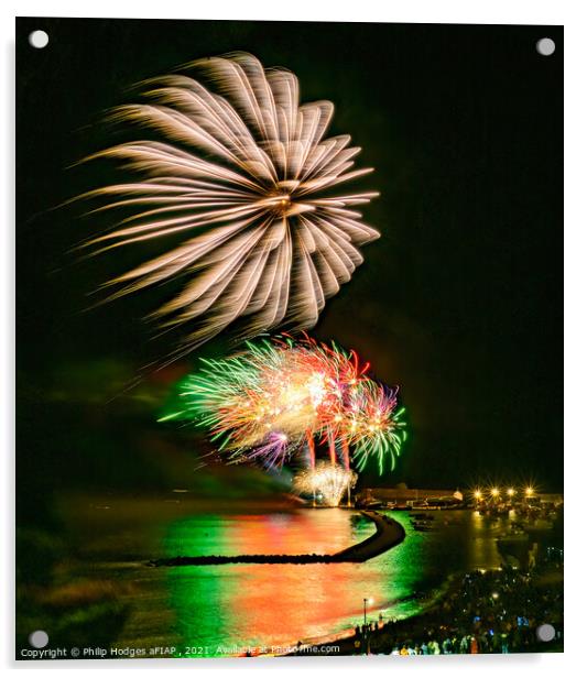 Lyme Regis Fireworks (3) Acrylic by Philip Hodges aFIAP ,