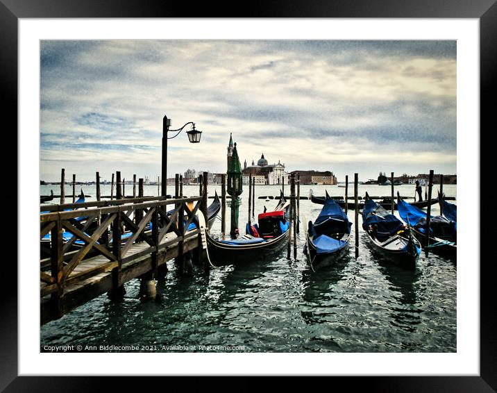 Gondolas on the main lagoon Framed Mounted Print by Ann Biddlecombe