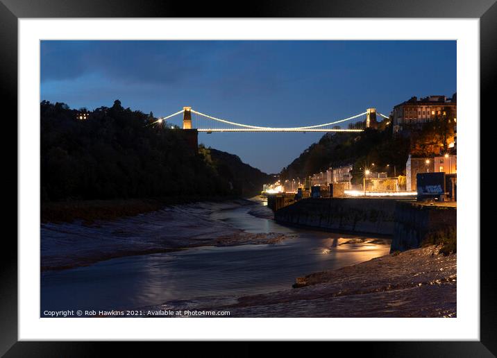 Clifton Suspension Twilight Framed Mounted Print by Rob Hawkins