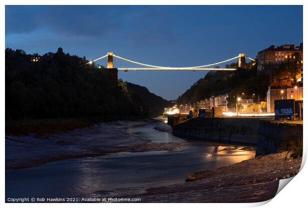 Clifton Suspension Twilight Print by Rob Hawkins