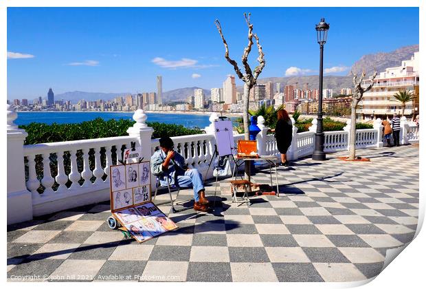 Artist, Benidorm, Spain, Print by john hill