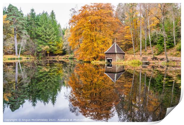Autumn reflections on Loch Dunmore Print by Angus McComiskey