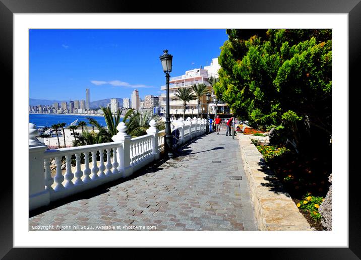 Walkway on the seafront at Benidorm, Spain. Framed Mounted Print by john hill