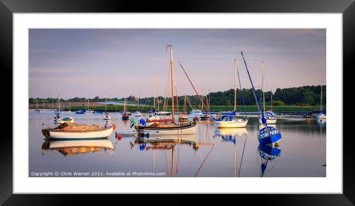 Reflection of boats Woodbridge Suffolk England  Framed Mounted Print by Chris Warren