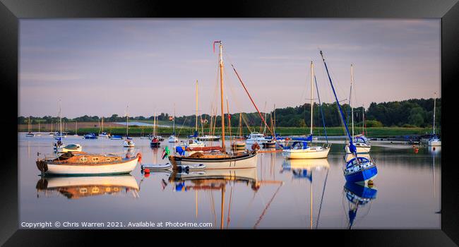 Reflection of boats Woodbridge Suffolk England  Framed Print by Chris Warren