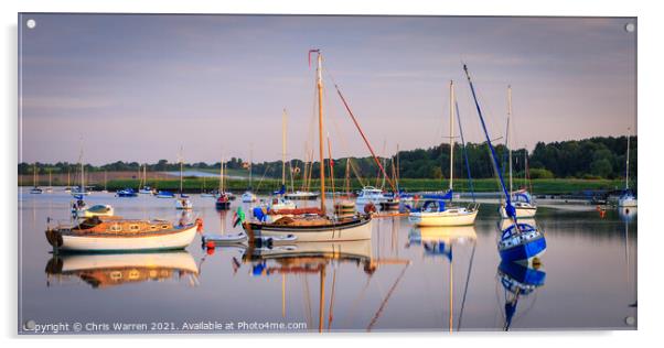 Reflection of boats Woodbridge Suffolk England  Acrylic by Chris Warren