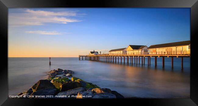 Sunrise over Southwold Pier Suffolk Framed Print by Chris Warren