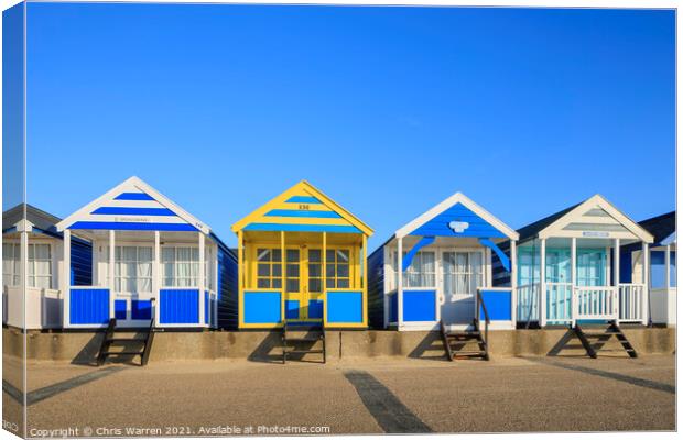 Colourful beach huts at Southwold Suffolk England  Canvas Print by Chris Warren