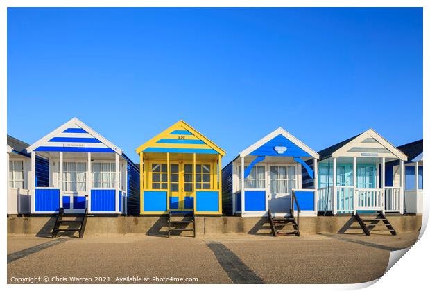 Colourful beach huts at Southwold Suffolk England  Print by Chris Warren