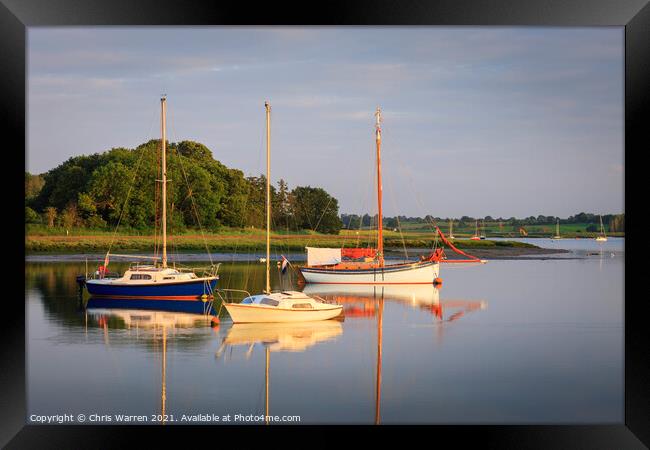 Reflection of boats Woodbridge Suffolk England Framed Print by Chris Warren