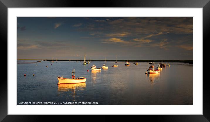 Boat reflections at Orford Suffolk Framed Mounted Print by Chris Warren