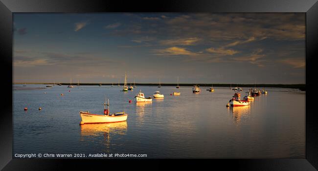 Boat reflections at Orford Suffolk Framed Print by Chris Warren