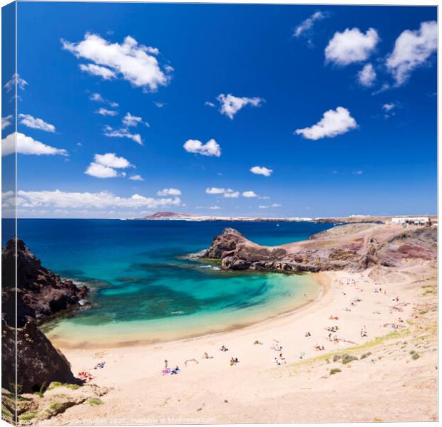 Playa de Papagayo, Lanzarote, Canary Islands, Spai Canvas Print by Justin Foulkes