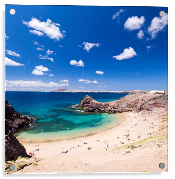 Playa de Papagayo, Lanzarote, Canary Islands, Spai Acrylic by Justin Foulkes