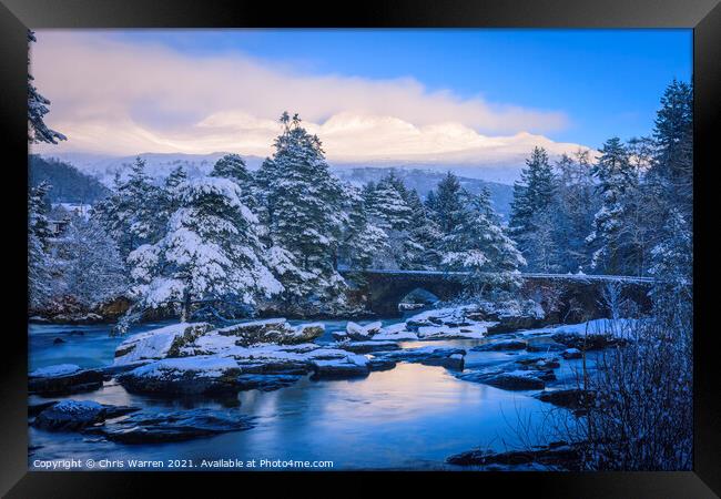 Falls of Dochart Killin Scotland in winter  Framed Print by Chris Warren