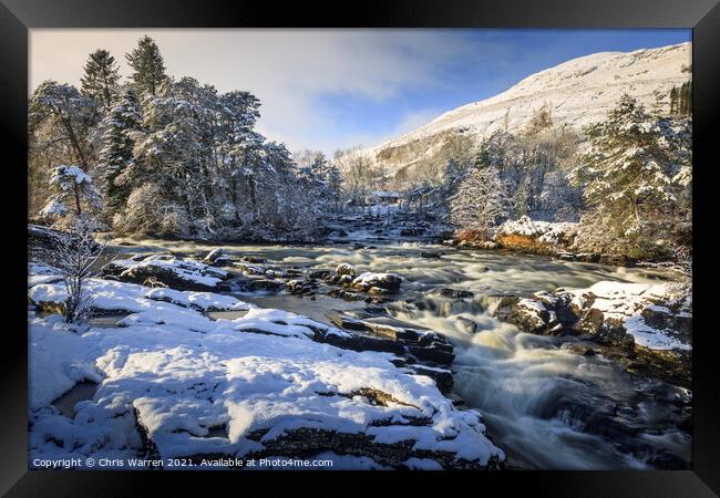 Falls of Dochart Killin Scotland in winter  Framed Print by Chris Warren