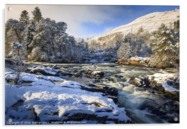 Falls of Dochart Killin Scotland in winter  Acrylic by Chris Warren