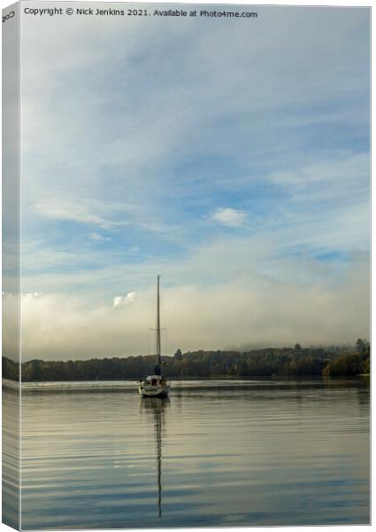 Lone yacht at Waterhead on Lake Windermere Canvas Print by Nick Jenkins