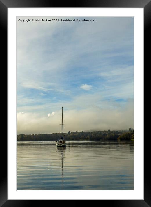 Lone yacht at Waterhead on Lake Windermere Framed Mounted Print by Nick Jenkins