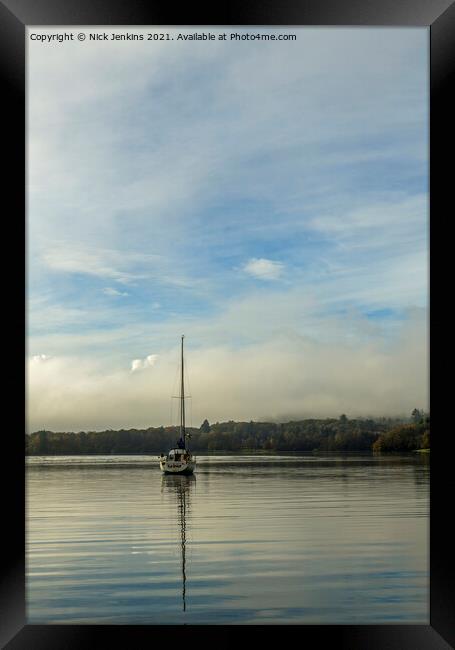 Lone yacht at Waterhead on Lake Windermere Framed Print by Nick Jenkins