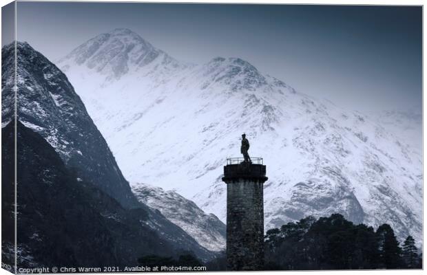 Glenfinnan monument Loch Shiel in winter Canvas Print by Chris Warren