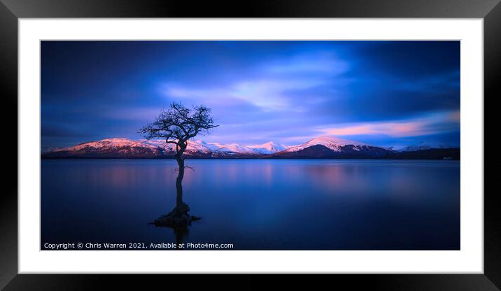 Dawn over Loch Lomond with The Trossachs behind in Framed Mounted Print by Chris Warren