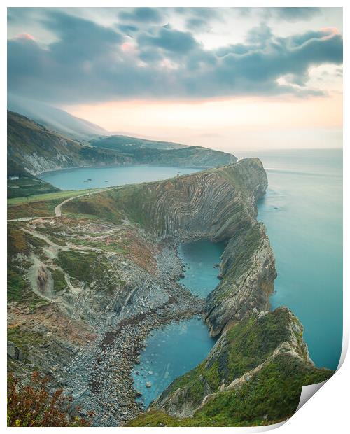 Long Exposure over Lulworth Cove Print by Kevin Browne
