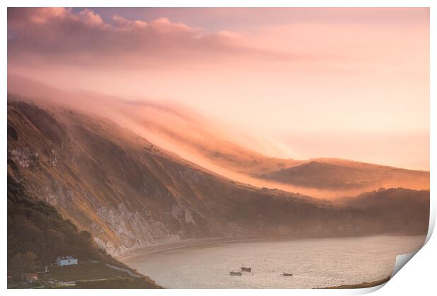 Mist Rolling Off The Purbeck Hills Print by Kevin Browne