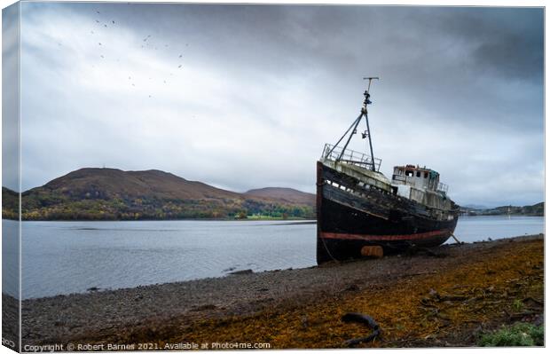 The Old Shipwreck at Caol Canvas Print by Lrd Robert Barnes