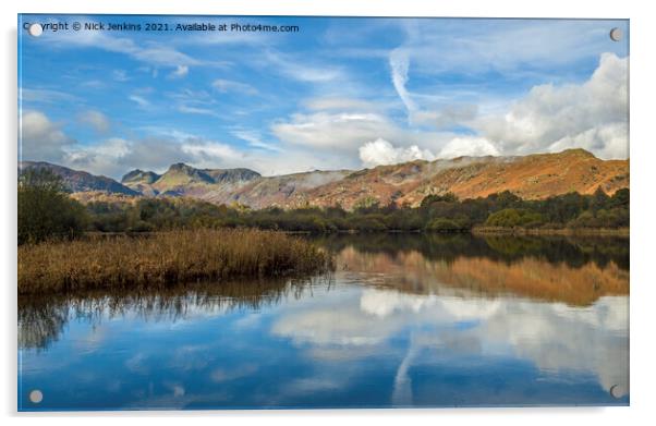 The Langdale Pikes across Elterwater Acrylic by Nick Jenkins