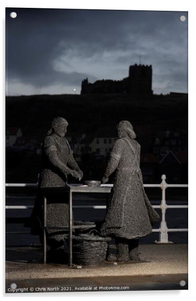 The Whitby Herring girls statue. Acrylic by Chris North