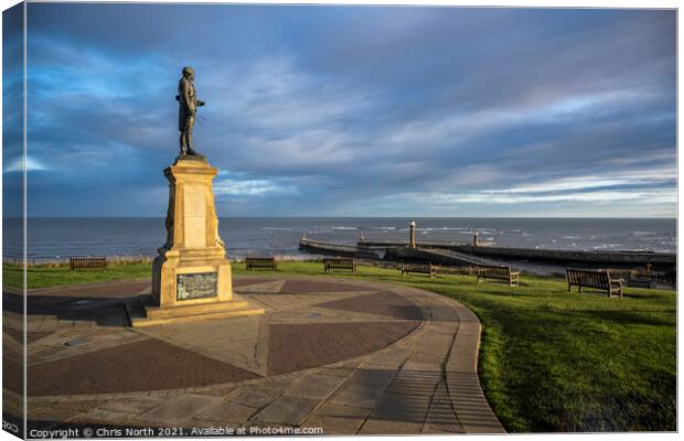 The Captain Cook monument Whitby. Canvas Print by Chris North