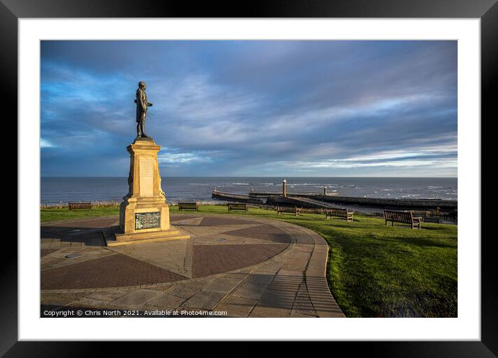 The Captain Cook monument Whitby. Framed Mounted Print by Chris North